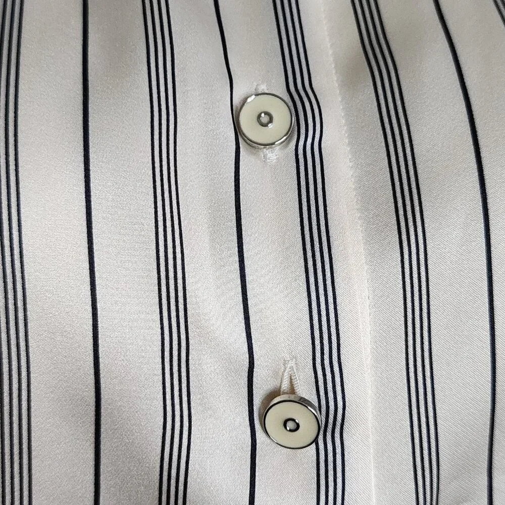 Georgio Armani Shirt Womens Size 40 Striped Italian Silk Button Down NWOT - Picture 5 of 9